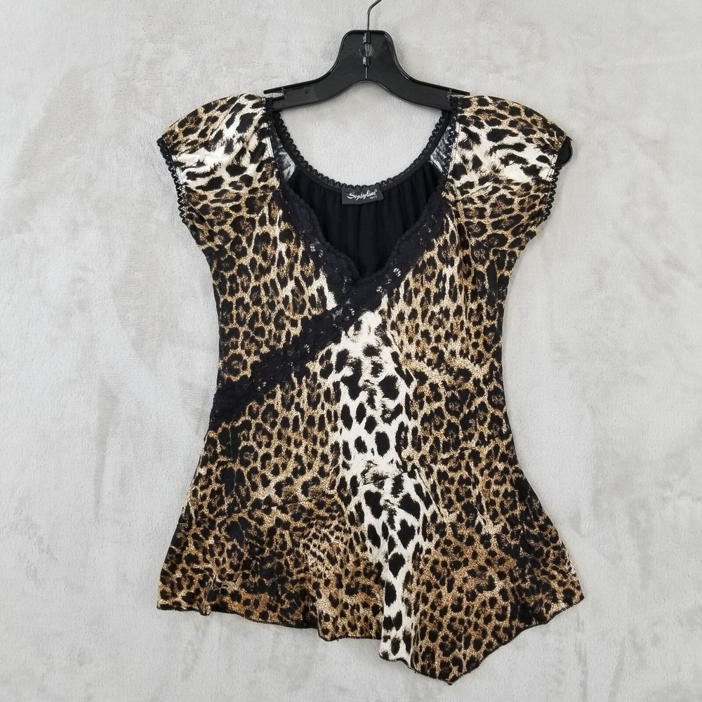 Sophyline Paris‎ Babydoll Top Women S Leopard Asymmetric Indie Sleaze Grunge Y2K